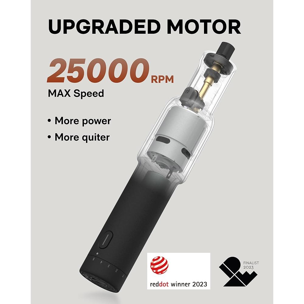 HOTO 4V 무선 로터리 툴 키트, LED 조명이 장착된 5단 25,000RPM 강력한 각인 펜, USB-C 충전식, 3D 프린팅 샌딩, 연마, 드릴링, 조각, DIY 공예를 - 상세 이미지 2