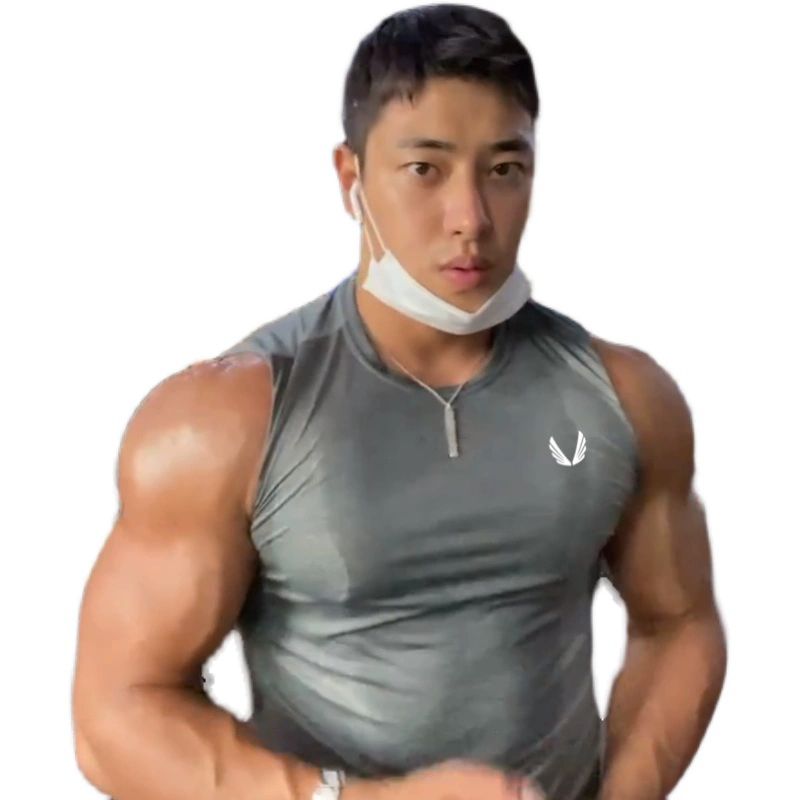 헬스나시 옷 운동 운동복 반팔 트레이닝 런닝 머슬 남성 속건 민소매 코르셋 얇은 - 상세 이미지 5