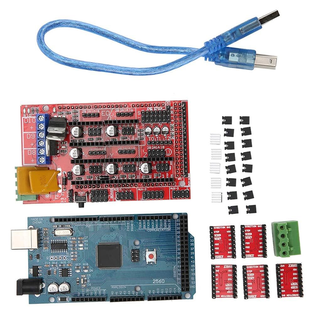 3D 프린터 컨트롤러 DIY 키트, RAMPS 1.4 + 2560 R3 보드 5pcs A4988 스테퍼 모터 드라이버 및 아두이노 RepRap용 히트싱크 - 상세 이미지 3