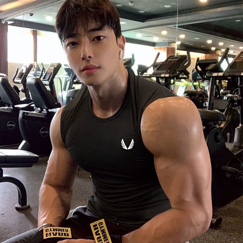 헬스나시 옷 운동 운동복 반팔 트레이닝 런닝 머슬 남성 속건 민소매 코르셋 얇은 - 상세 이미지 3