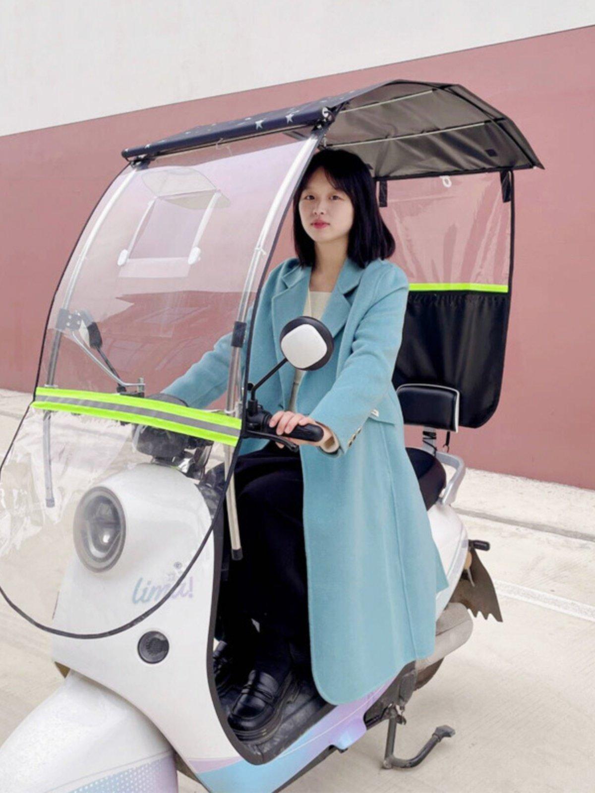 스쿠터 접이식 캐노피 짙은 햇빛 가리개 롤식 진파랑 별이 빛나는 하늘 - 상품 이미지