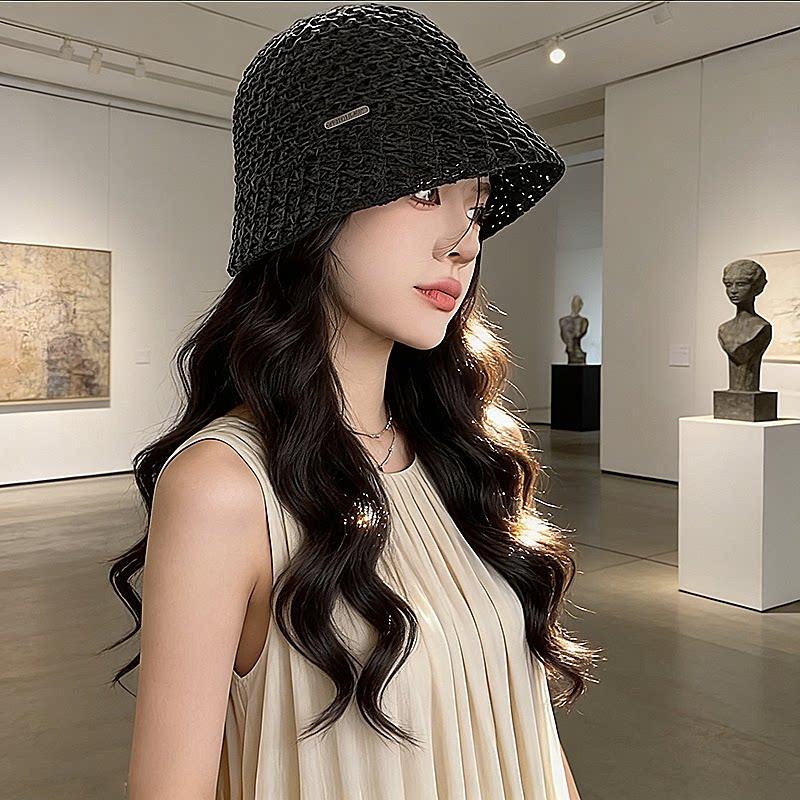 가발달린모자 여름용 패션 캐주얼 항암모자 항암가발 블랙 캡 락본 헤어 [진갈색] - 상세 이미지 4