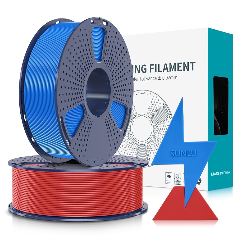 선루 고속 3D 프린터 PLA 필라멘트 1.75mm, 1KG 2 롤 블루+레드 - 상품 이미지
