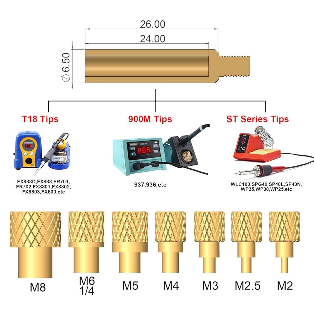 3DZWMAN 히트 세트 인서트 공구 키트 황동 너트 3D 프린팅 60W 디지털 납땜 인두 및 380개 팁 M2.5 M3 M4 M5 M6(1/4) M8 플라스틱용 - 상세 이미지 3