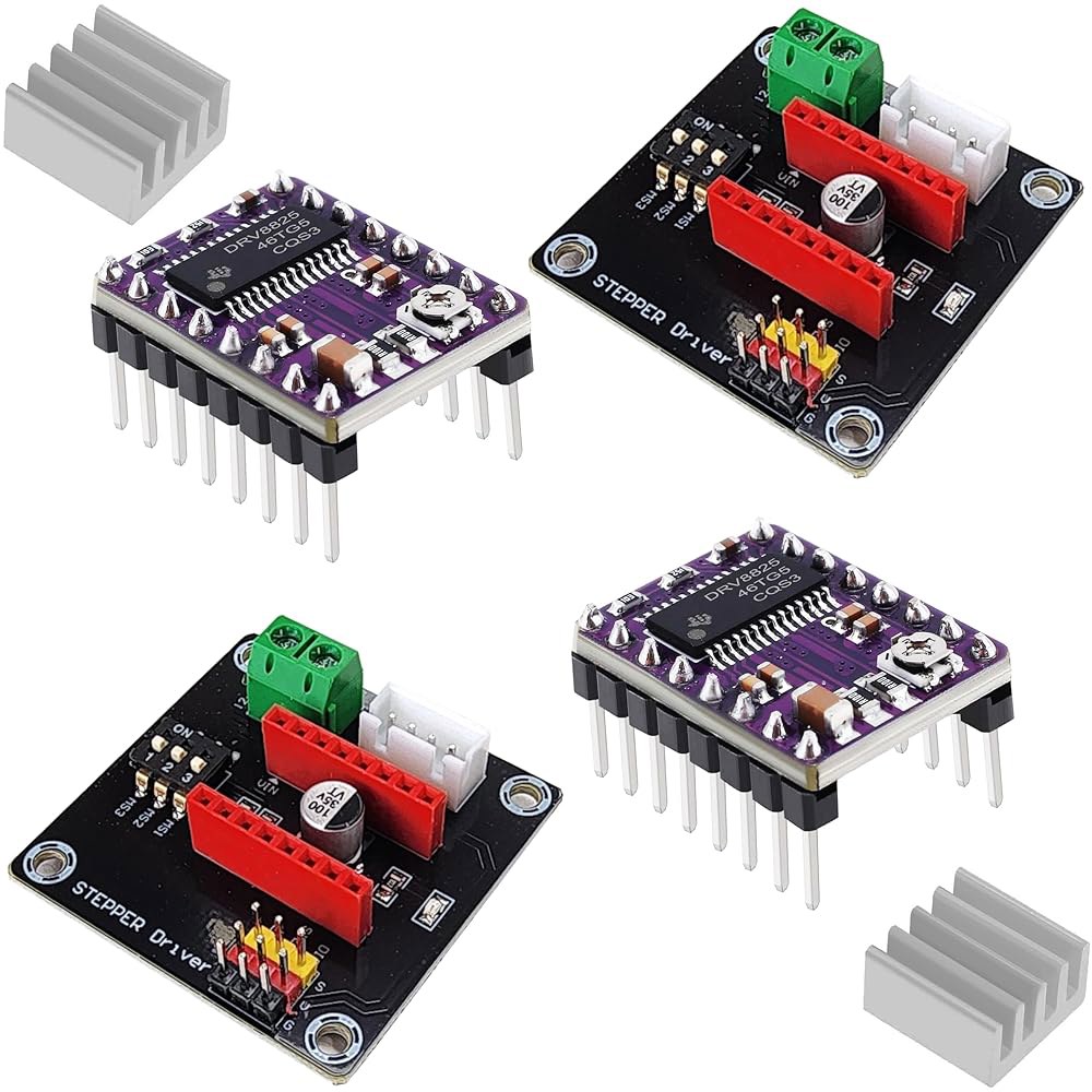 DRV8825 스테퍼 모터 드라이버 모듈 및 아두이노 ESP32 라즈베리 파이와 호환되는 확장 보드, 정밀 제어, 2세트 DRIVER - 상품 이미지