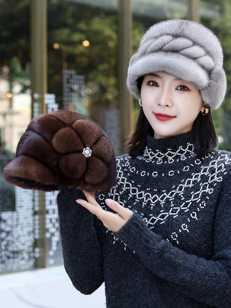중년 벙거지 엄마 할머니 방한모 버킷햇 여성밍크모자 - 상품 이미지