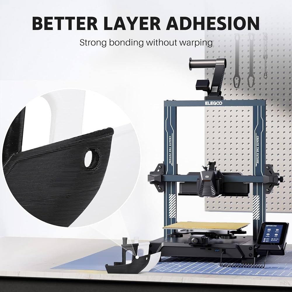 엘레구 PLA PRO 필라멘트 1.75mm 검정 1KG, 30-250mm/s 인쇄 속도 향상된 강성 3D 프린터 치수 정확도 + /- 0.02mm, 1kg 스풀(2.2파운드) - 상세 이미지 3