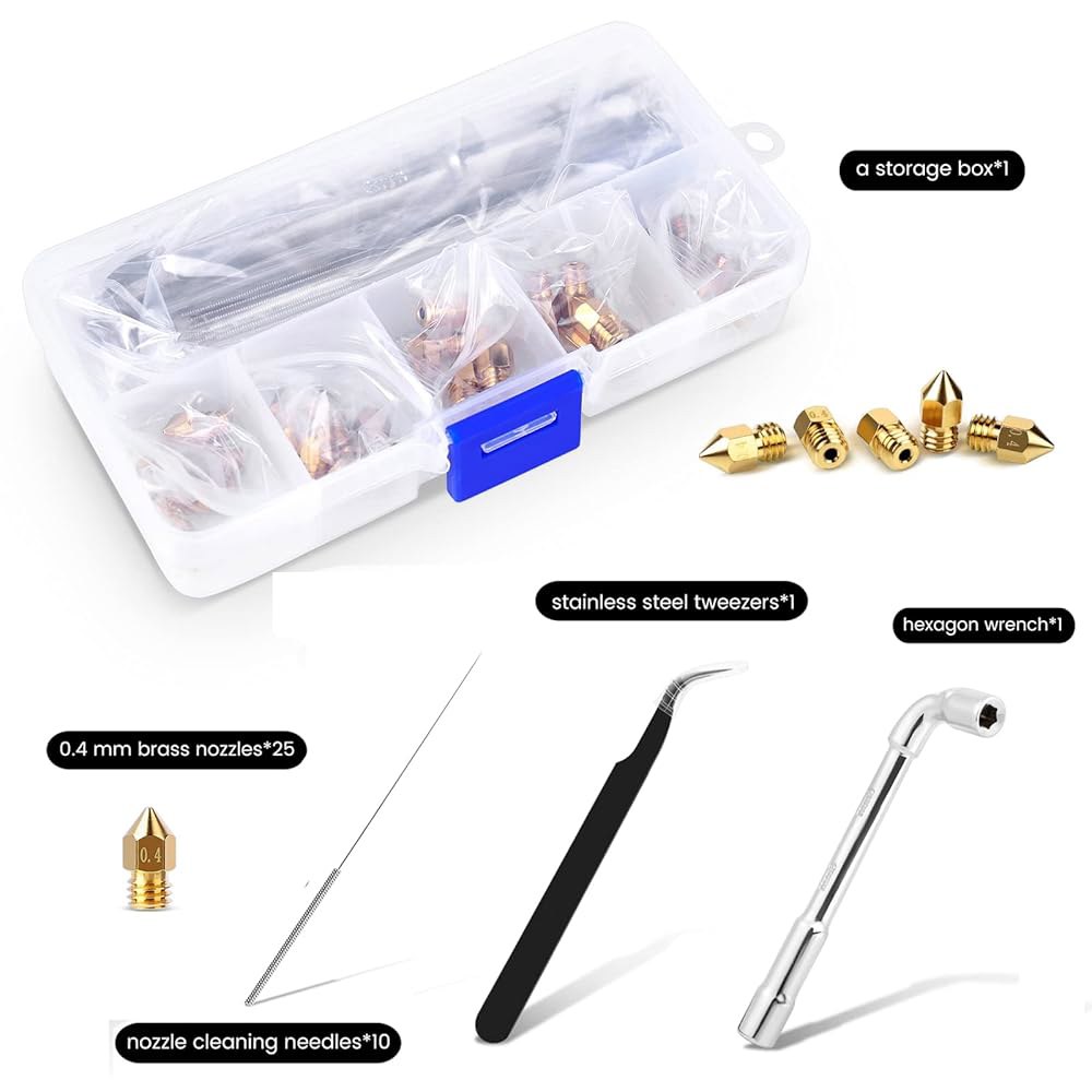 Comrow 25PCS MK8 Ender 3 V2 노즐 0.4MM, 3D 프린터 황동 핫엔드 노즐, 크리알리티 엔더 프로 / 맥스 5 S1 네오 CR 10 시리즈 프린터용 DIY - 상세 이미지 2