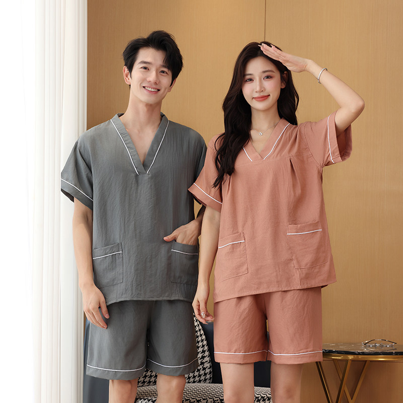 찜질방옷 여성 세트 찜질복 사우나복 반팔 홈웨어 브라운 XL - 상세 이미지 2