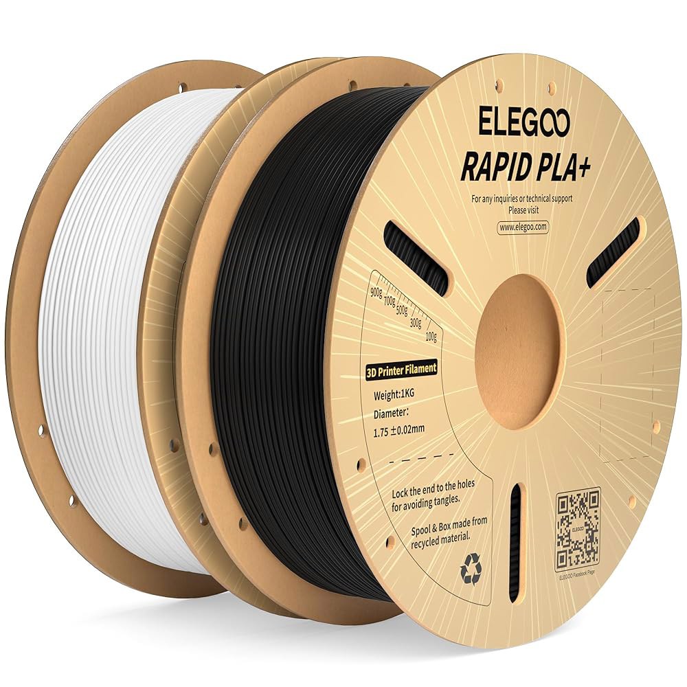E Rapid PLA Plus 필라멘트 1.75mm 흑백 2KG, PLA+ 3D 프린터 600mm/s 고속 인쇄, 치수 정확도 + /- 0.02mm, 1kg 스풀 2팩(2.2파운드 - 상품 이미지