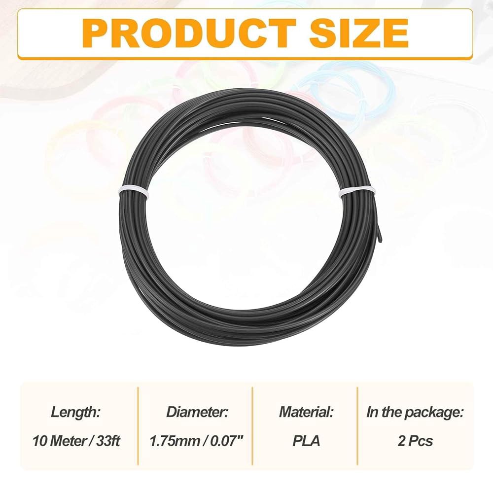 메카닉스티 3D 펜 필라멘트 2개, 1.75mm 직경 33피트 각 길이 PLA 프린팅 리필, 펜, 블랙 Orange Red - 상세 이미지 3