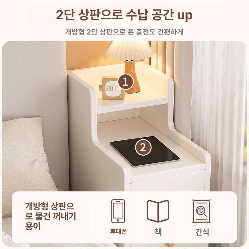 침대미니협탁 침실 서랍 수납장 작은 사이드 침대협탁 원목 틈새협탁 보조 매트리스 - 상세 이미지 2