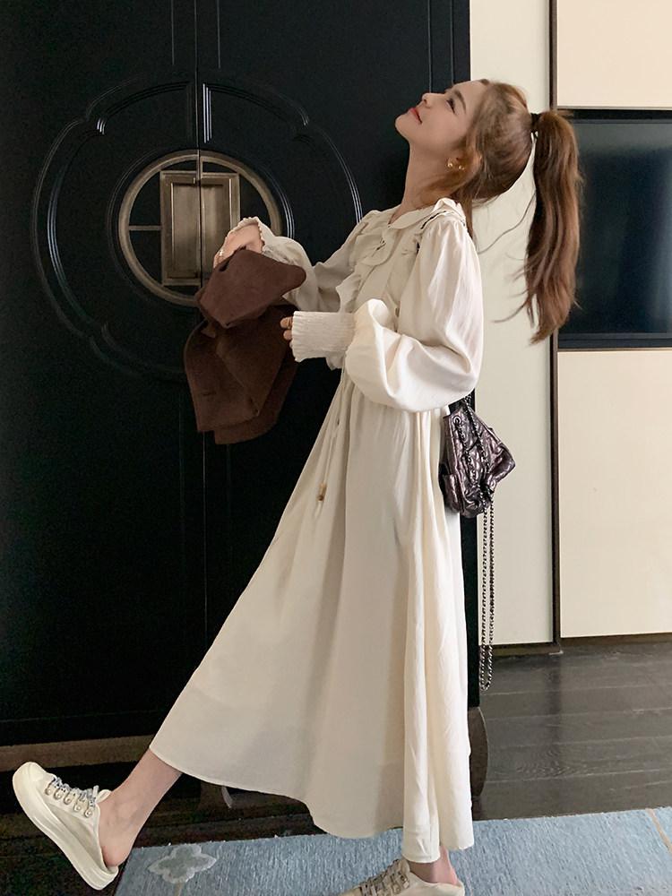 가을 여성용 롱원피스 조끼 세트 슬림핏 레이어드 데이트 아이템 - 상세 이미지 5