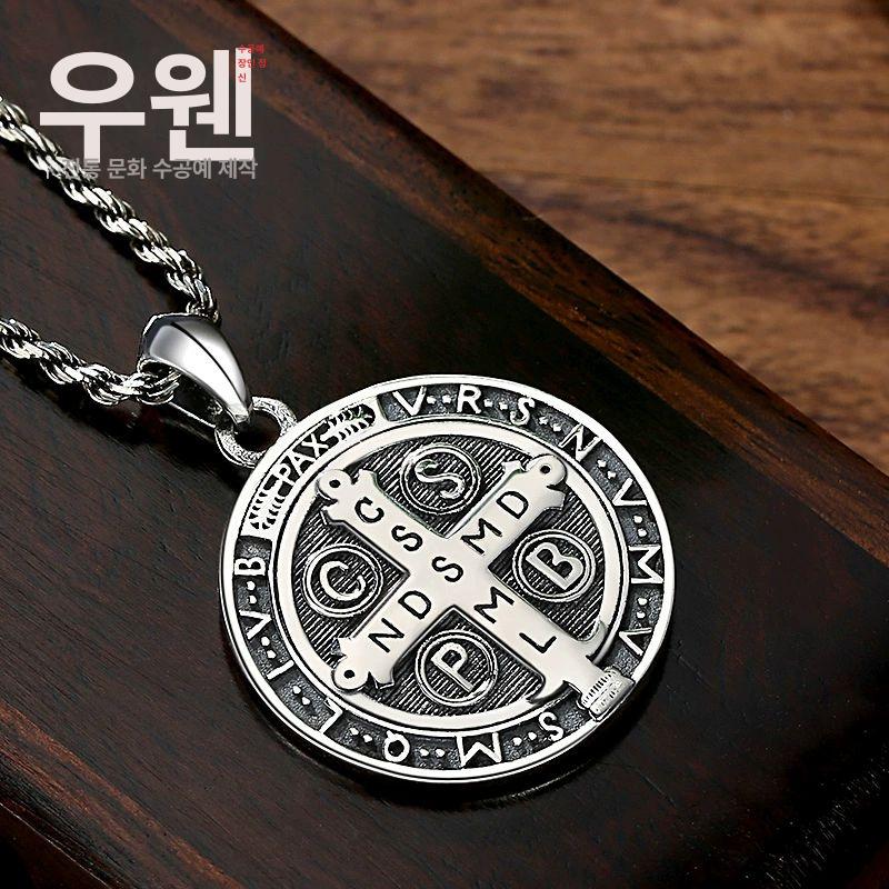 스테인레스 가톨릭 사진 프레임 펜던트 남녀공용 펑크 부적 목걸이 선물 - 상세 이미지 3