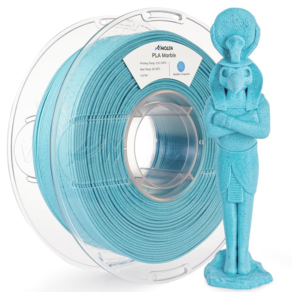 아몰렌 3D 프린터 PLA 필라멘트 록 터쿼이즈 1.75mm 인쇄 치수 정확도 + /- 0.02mm 대부분의 FDM 및 펜과 호환되는 깔끔한 플라크 우아한 색상, 암석 입자 포함 - 상품 이미지