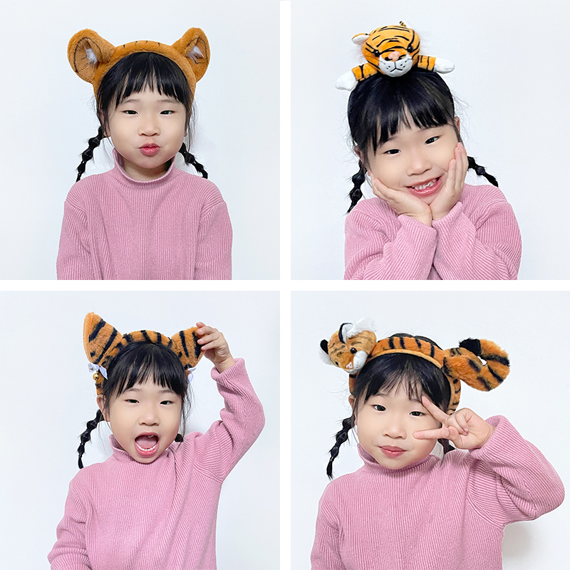 귀여운 여자 뽀글이 호랑이 머리띠 귀띠 - 상세 이미지 4
