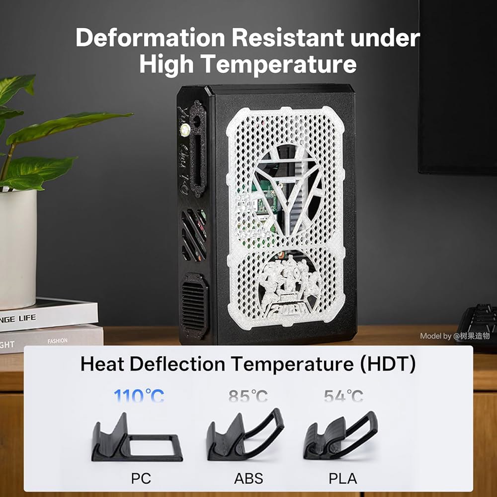 애니큐빅 PC 필라멘트 1.75mm, 견고하고 오래 지속되는 폴리카보네이트 3D 프린터 필라멘트, 정확도 + /- 0.02mm, 대부분의 FDM 프린터에 적합, 반투명 흰색 - 상세 이미지 3