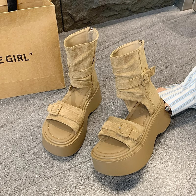 쪼리부츠 키높이 통굽 쪼리 샌들 토오픈 7cm - 상품 이미지