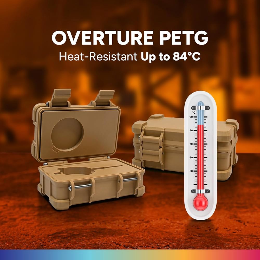 Overture 3D 필라멘트 클리어 PETG 1.75mm, 투명 빨간색 프린터 소모품, 1kg 필라멘트(2.2파운드), 치수 정확도 + /- 0.05mm 1 Kg Black - 상세 이미지 2