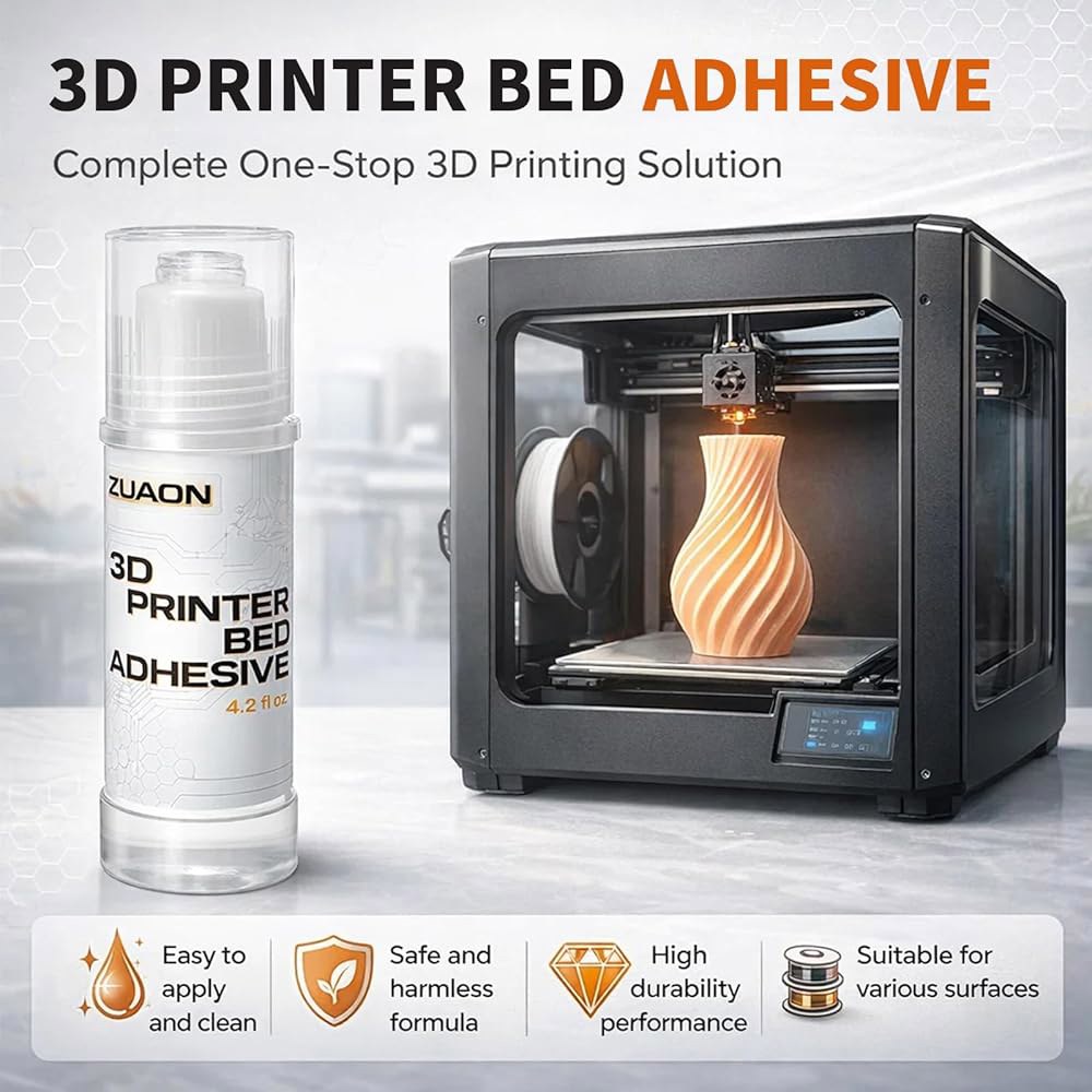 3D 프린터 침대 4.4온스, PLA ABS PETG TPU 필라멘트용 강력한 빌드 플레이트 , 뒤틀림 방지 및 팅, 올인원 가열 인쇄 액세서리 도구, 125ml - 상세 이미지 3