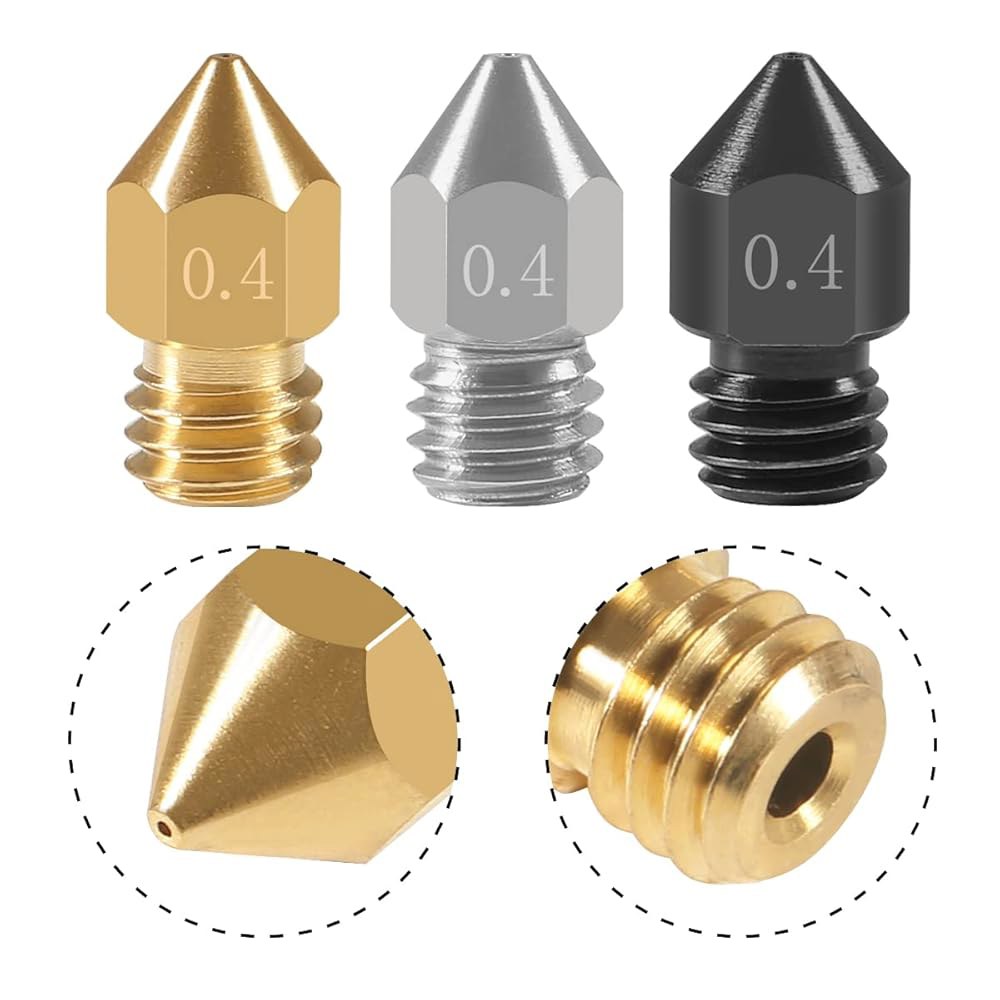 20PCS 3D 프린터 경화강 + 스테인리스강 브라스 압출기 노즐 MK8 0.4mm, 크리알리티 엔더 3 V2 프로 CR-10 메이커봇 5용 - 상세 이미지 3