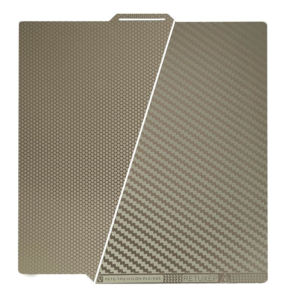 RETUXEP 벌집+탄소 섬유 패턴 에칭 밤부 조립판 랩 X1C / X1E P1P P1S A1 3D 프리트너, 양면 0.5mm 유연 시트 스프링 강판 프린터 257x257mm - 상품 이미지