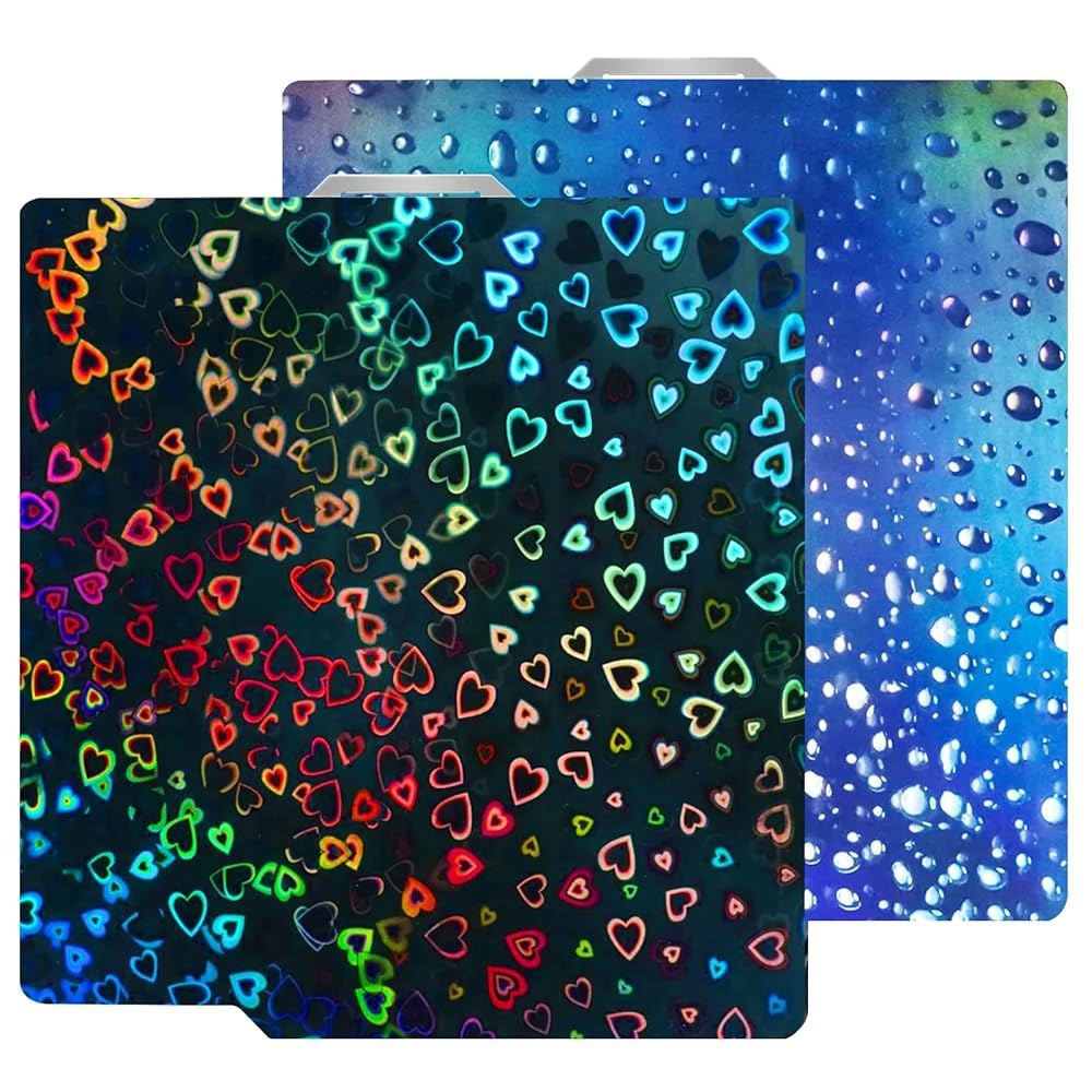 HIKUDIY, 밤부 랩 P2S /A1 /X1C /X1E /P1S용 257x257mm H1H 빌드 플레이트 업그레이드, 3D 프린터용 매끄러운 물방울+매끄러운 스위트하트 스프링 - 상품 이미지