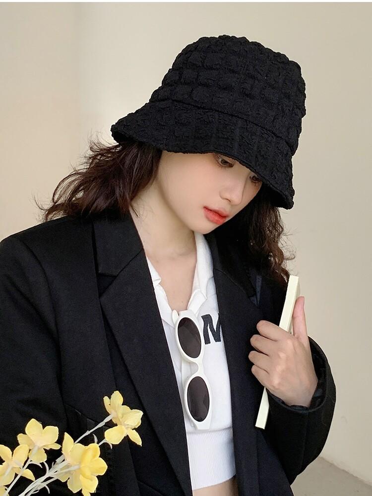 가발달린모자 항암가발 항암모자 펌헤어 여성용 블랙 햇 + 냉브라운 숏 롤 이미지 6