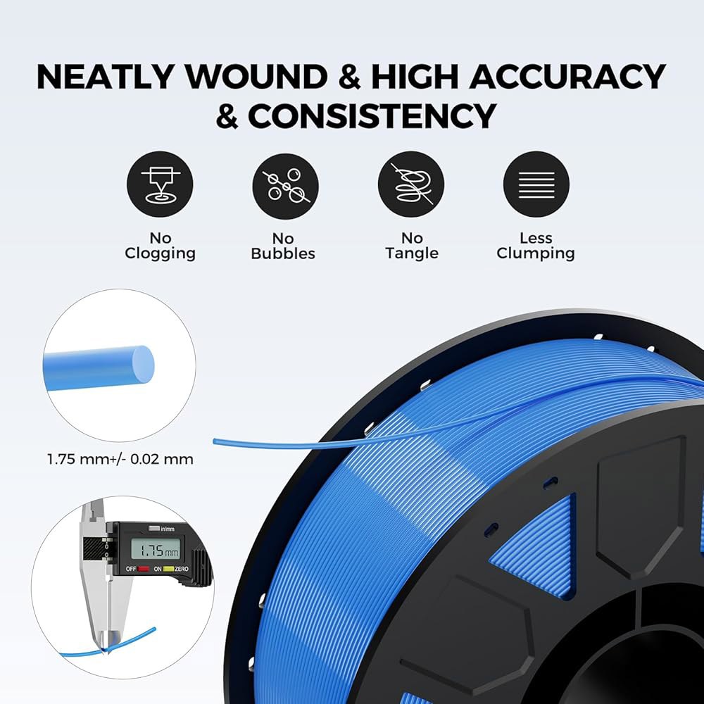 크리알리티 엔더 PETG 3D 프린터 필라멘트 1.75mm 4KG(8.8파운드), 고정밀, 강한 인성, 무취, 더 나은 흐름, 방습 프린팅 필라멘트, 블랙+화이트+블루+레드 - 상세 이미지 2