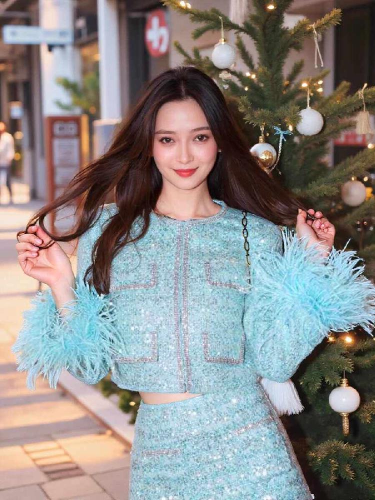 이브닝 여성용 트위드 하이웨이스트 글로우 동안핏 여름 핑크 무릎 캐주얼 길이 여성 스커트 그린 S - 상세 이미지 2