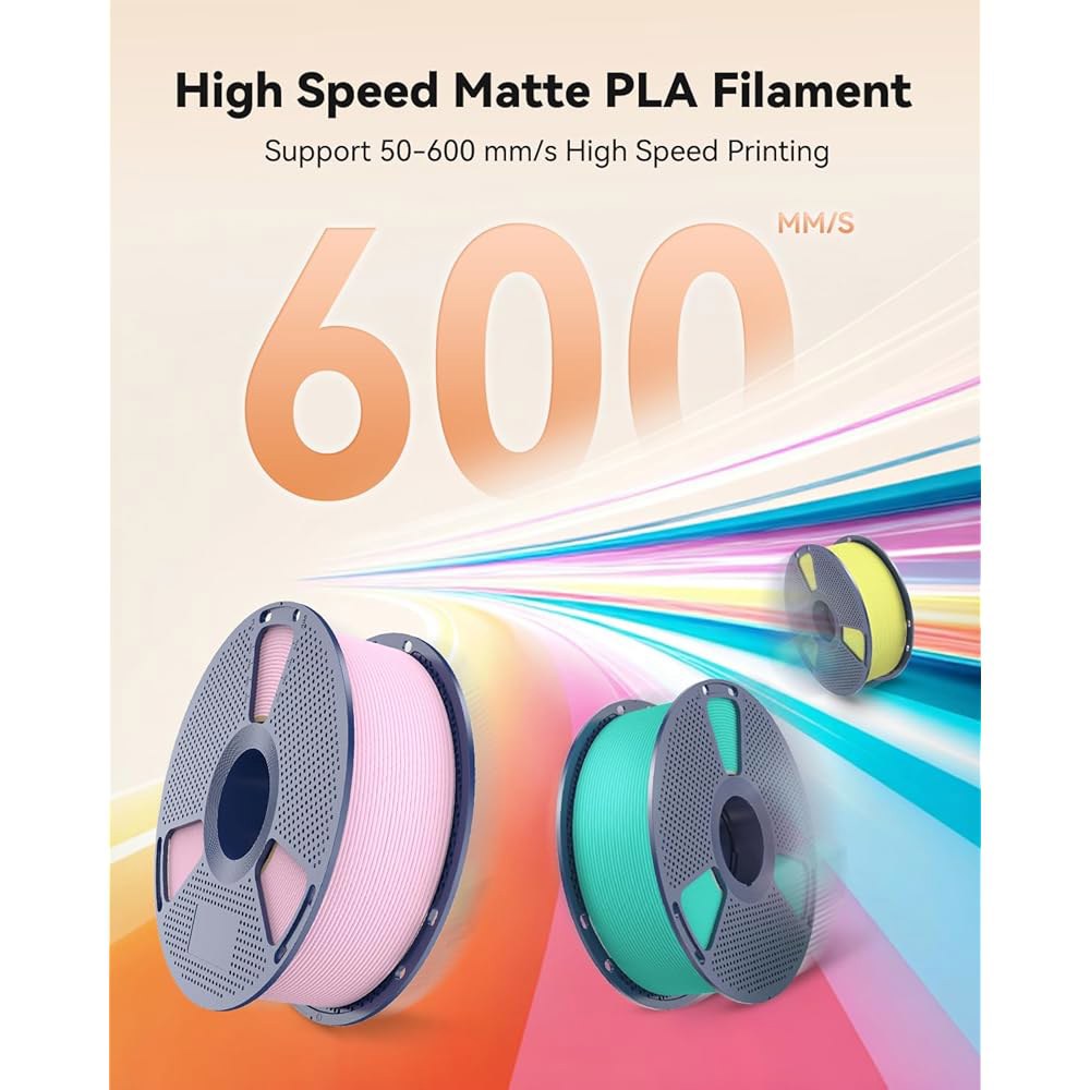SUNLU 고속 매트 PLA 필라멘트, 최대 600mm/s 3D 프린터 대부분의 FDM 프린터에 적합한 매끄러운 1KG 재사용 가능한 스풀, 민트 그린 - 상세 이미지 2