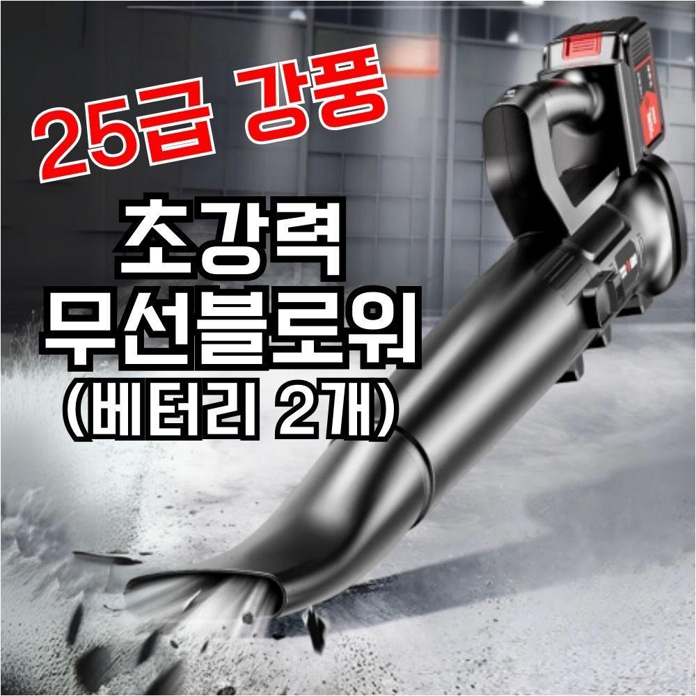 25급 풍력 3999TV 6단조절 무선 블로워 리튬베터리2개 송풍기 대포 바람청소 낙엽송풍기 제설기 에어블로워 - 상품 이미지