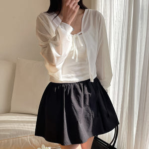 루즈핏 썸머 얇은 시스루 스트랩 가디건 볼레로 긴팔 크롭 여성 여름 가디... 착용 후기 | 사이즈/핏 총정리 - 상품 이미지 4
