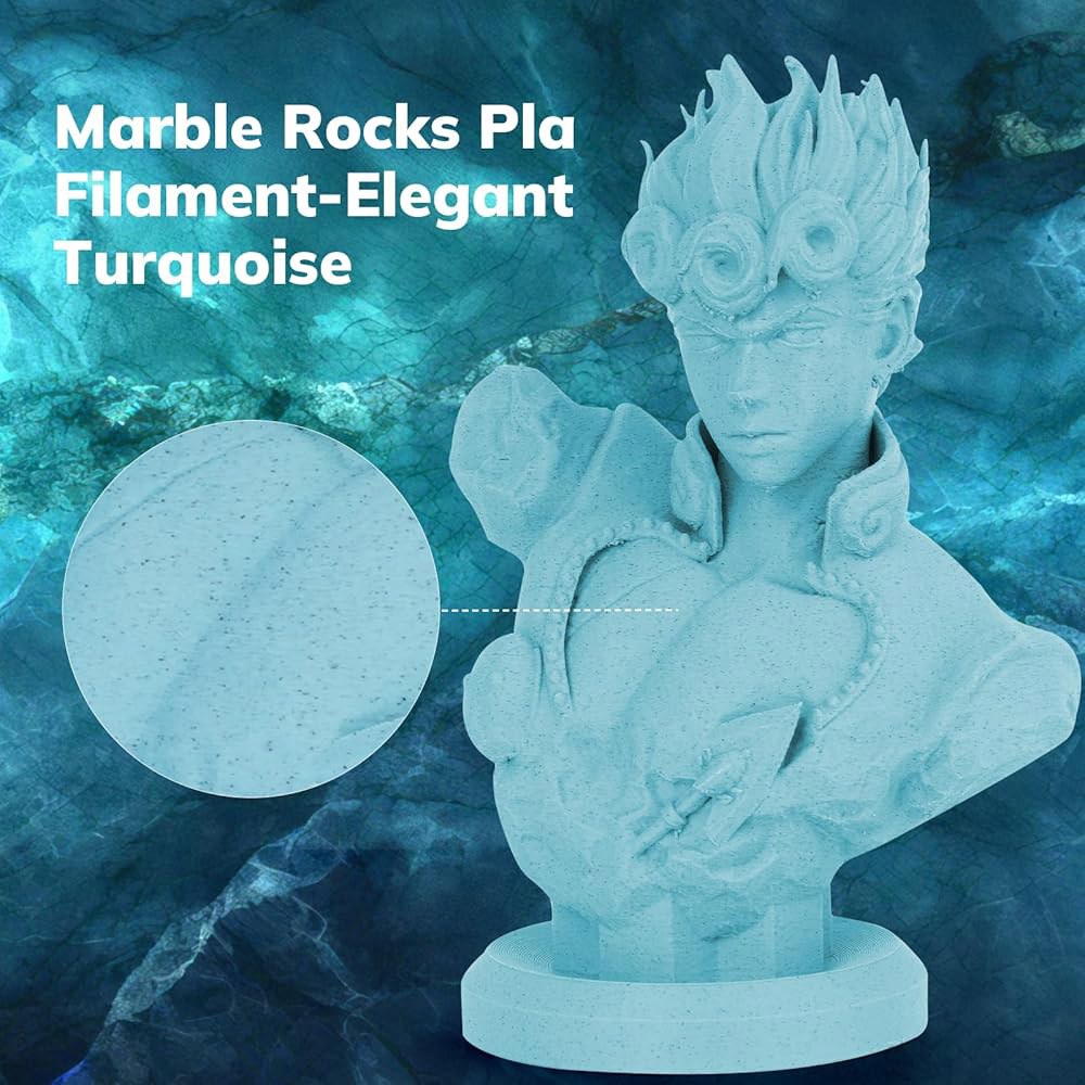 아몰렌 3D 프린터 PLA 필라멘트 록 터쿼이즈 1.75mm 인쇄 치수 정확도 + /- 0.02mm 대부분의 FDM 및 펜과 호환되는 깔끔한 플라크 우아한 색상, 암석 입자 포함 - 상세 이미지 2