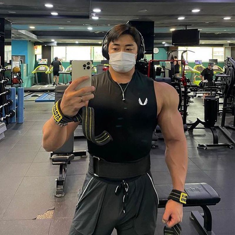 헬스나시 옷 운동 운동복 반팔 트레이닝 런닝 머슬 남성 속건 민소매 코르셋 얇은 - 상세 이미지 4