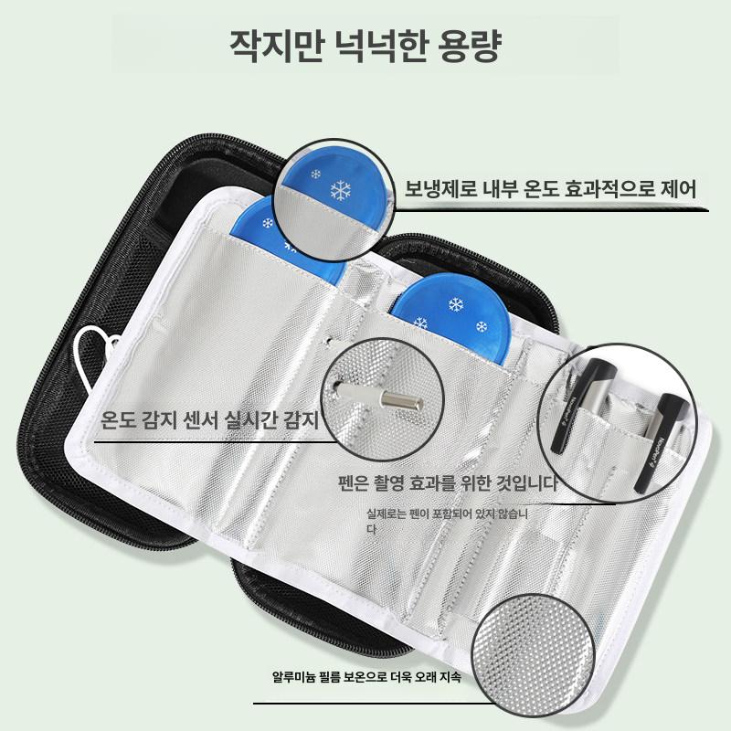 휴대용 인슐린 케이스 약품보관 당뇨쿨러 소형 가방 저장 대형 블루 + 아이스팩 4개 - 상세 이미지 5