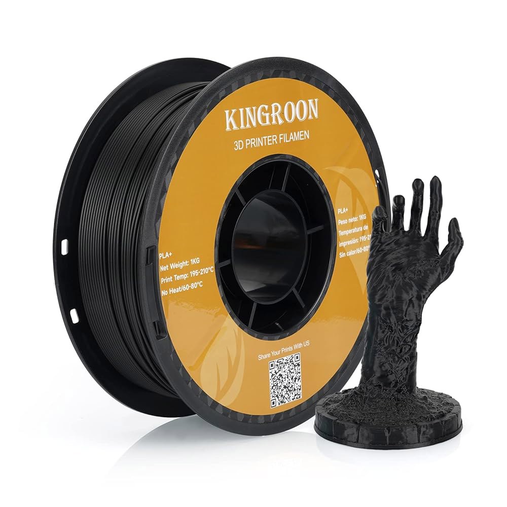 킹룬 PLA 플러스 PLA+ 3D 프린터 필라멘트, 치수 정확도 + /- 0.03mm, 1kg 스풀(2.2파운드), 1.75mm 블랙 2 10 1kg Grey PETG - 상품 이미지