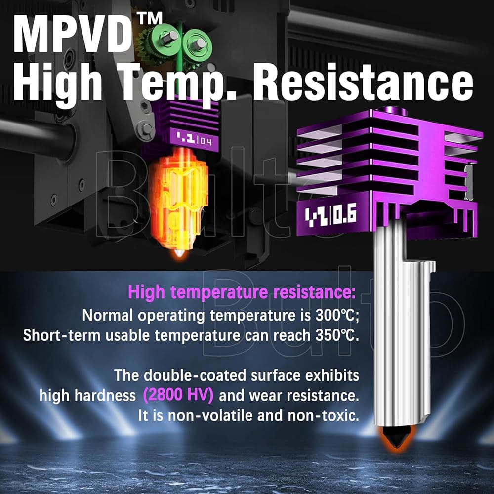 2개 업그레이드된 0.6mm P2S / H2D H2C H2S 핫엔드 키트(안티스틱 MPVD 코팅, Bambu Lab P2S, H2 시리즈, A1, A1MINI 3D 프린터용 고속 - 상세 이미지 3