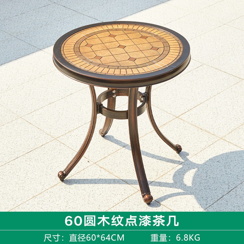 야외테이블 알루미늄 주물 유럽풍 정원 테라스 발코니 탁자 65 연꽃모양 원형 테이블 - 상세 이미지 4