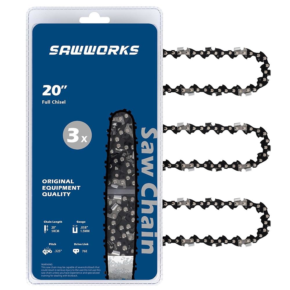 SawWorks 3팩 20인치 전기톱 체인, Supmix 62cc, WEMARS u200E6220G, NEOTEC NCS6200, Blue Max 53543, 52209, 8901 - 상품 이미지