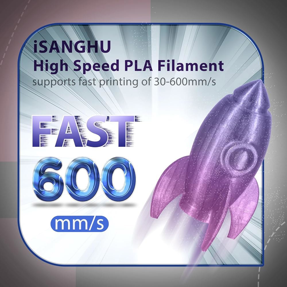 이상후 3D 프린터 PLA 필라멘트 투명 그라데이션 1.75mm 고광 투과 프린팅 필라멘트, 인쇄 속도 30-100mm/s 글리터 클리어 블루+퍼플 1KG - 상세 이미지 3