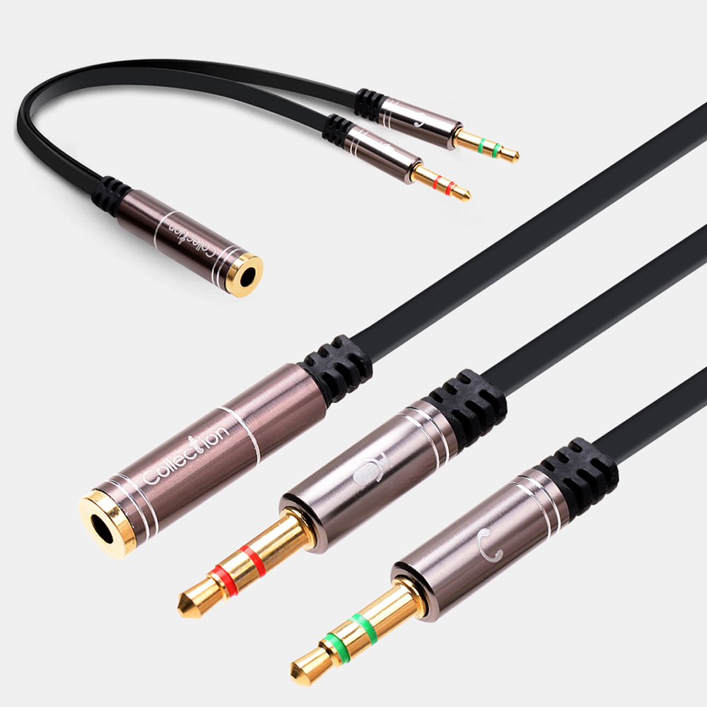 컬렉션 메탈 4극 F to 3극 M 2포트 3.5mm 스테레오 Y잭 오디오 변환 케이블 - 상세 이미지 2