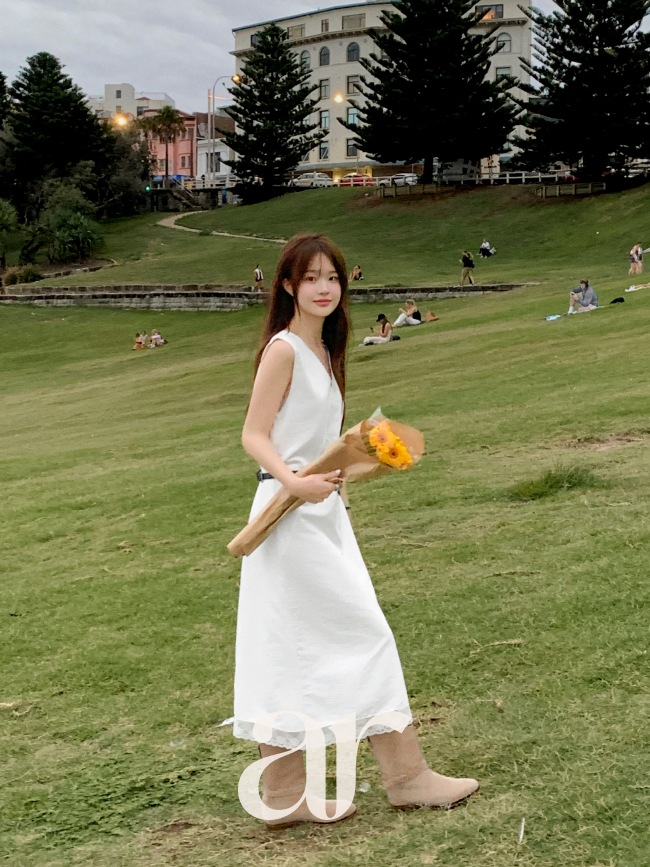 실키 레이스 밑단 레이어드 나시 롱 원피스 op16275 이미지 8
