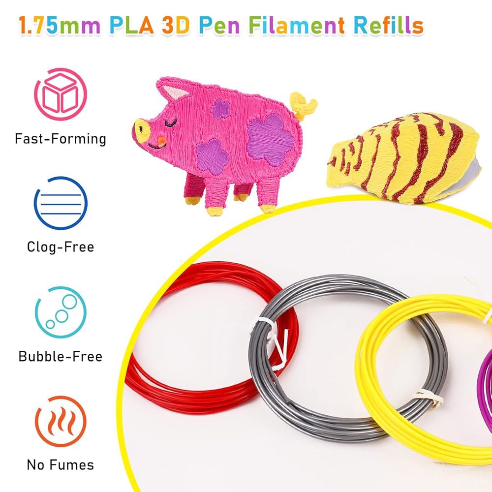 FIROS 3D 펜 필라멘트 리필, 32가지 색상 PLA 필라멘트, 각 9.84피트, 총 315피트 프린팅 SCRIB3D MYNT3D 펜과 호환, Doodler에는 적합하지 않음 - 상세 이미지 2