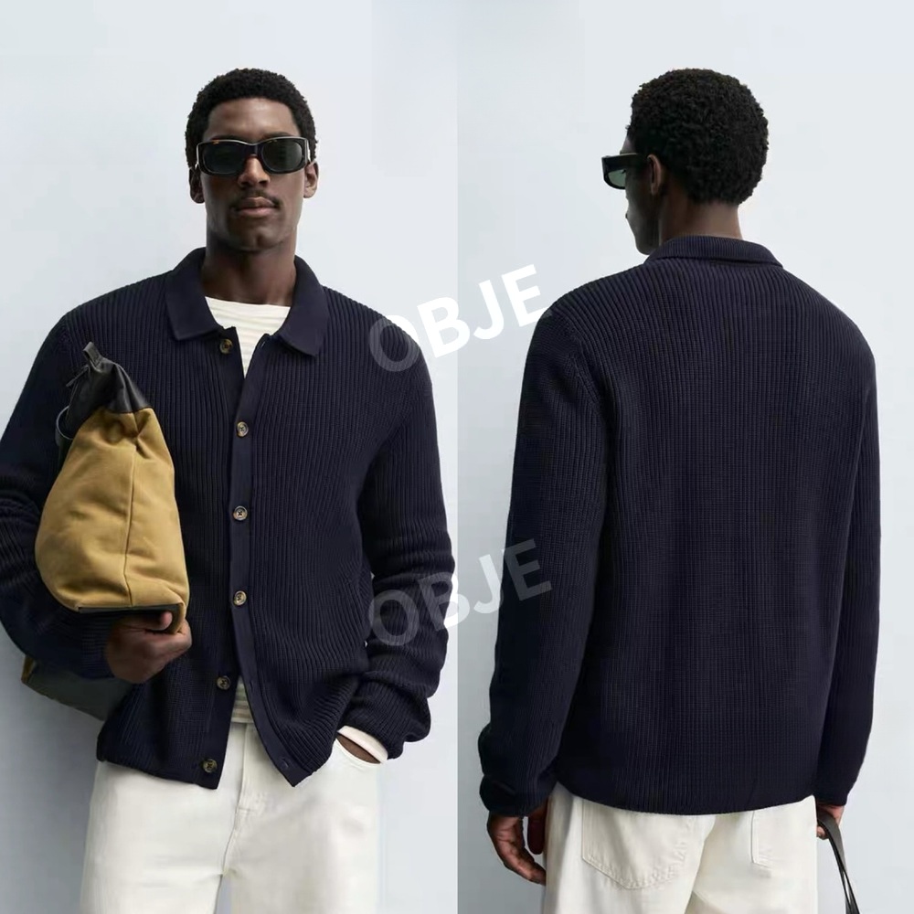 ZARA 남성 가디건 자라 골지 니트 카디건 봄 가을 - 상품 이미지