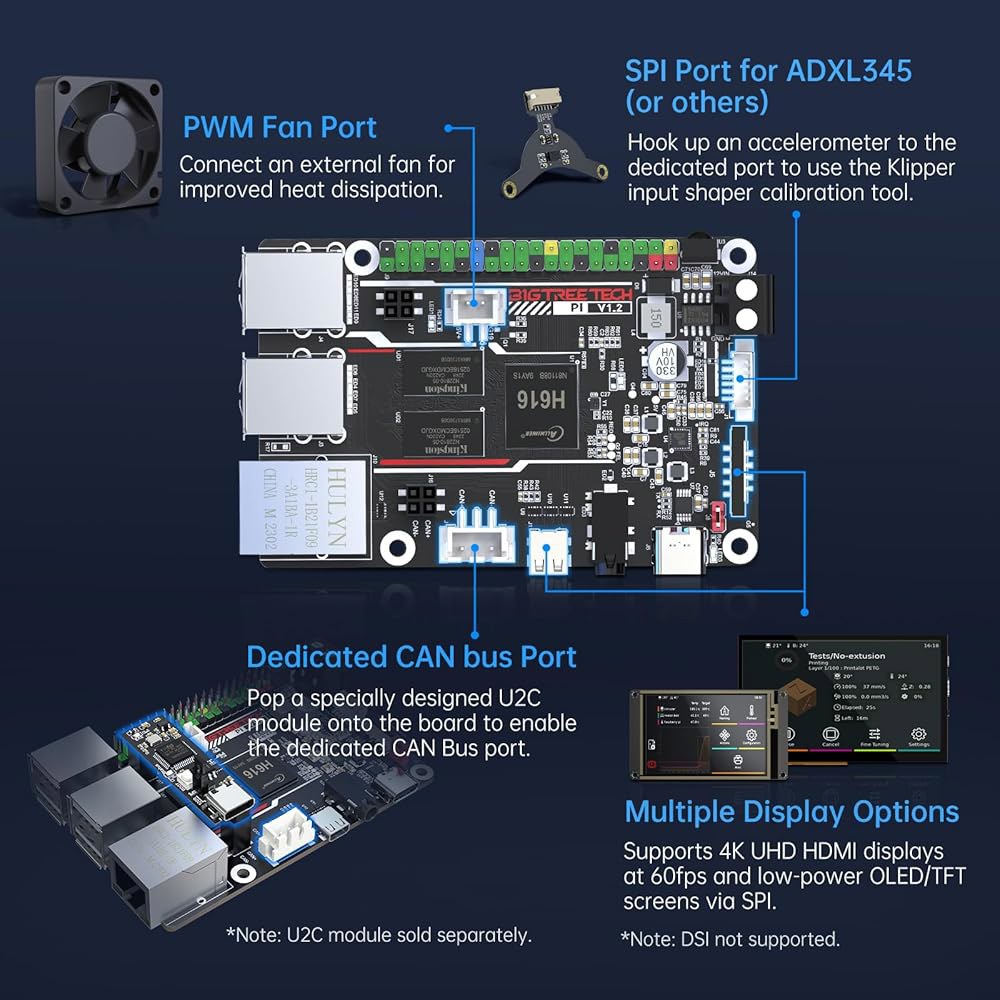 빅트리텍 파이 V1.2 컨트롤 보드 쿼드코어 WiFi 1GB RAM, BTT 지원 SKR 미니 E3 V3.0 옥토퍼스 /프로 /맥스 이지 크라켄 피코 사일런트 보드, i3 /Cor - 상세 이미지 3