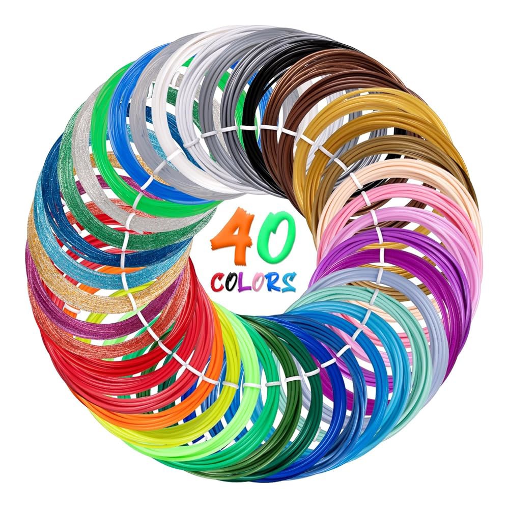 크레트럼 40 컬러 PLA 3D 펜 필라멘트 리필, SCRIB3D MYNT3D PIKA3D 펜과 호환됨 n대부분의 1.75mm 프린팅 펜이 더들러 시작 펜에 맞지 않음 - 상품 이미지