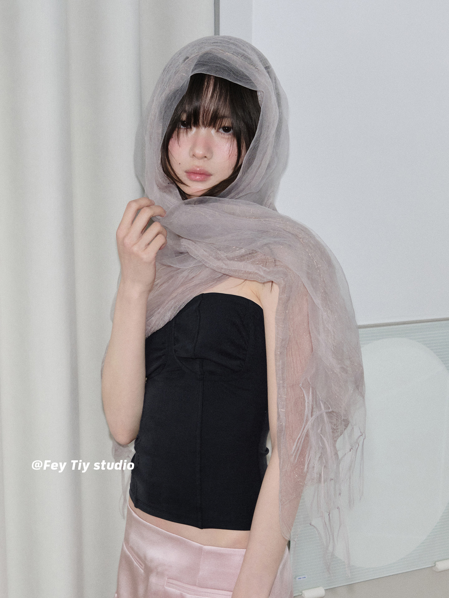feytiy 봄머플러 고급 레이어 오간자 여름 스카프 간절기머플러 여성 목도리 - 상세 이미지 2