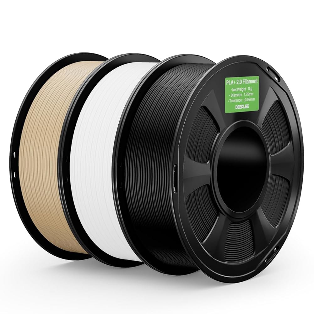 DeepLEE PLA+ 2.0 필라멘트 1.75mm, 견고한 3D 프린터 필라멘트, 블랙 화이트 베이지 3KG, 업그레이드 PLA 플러스 대부분의 FDM 드러커를 위한 고속 - 상품 이미지