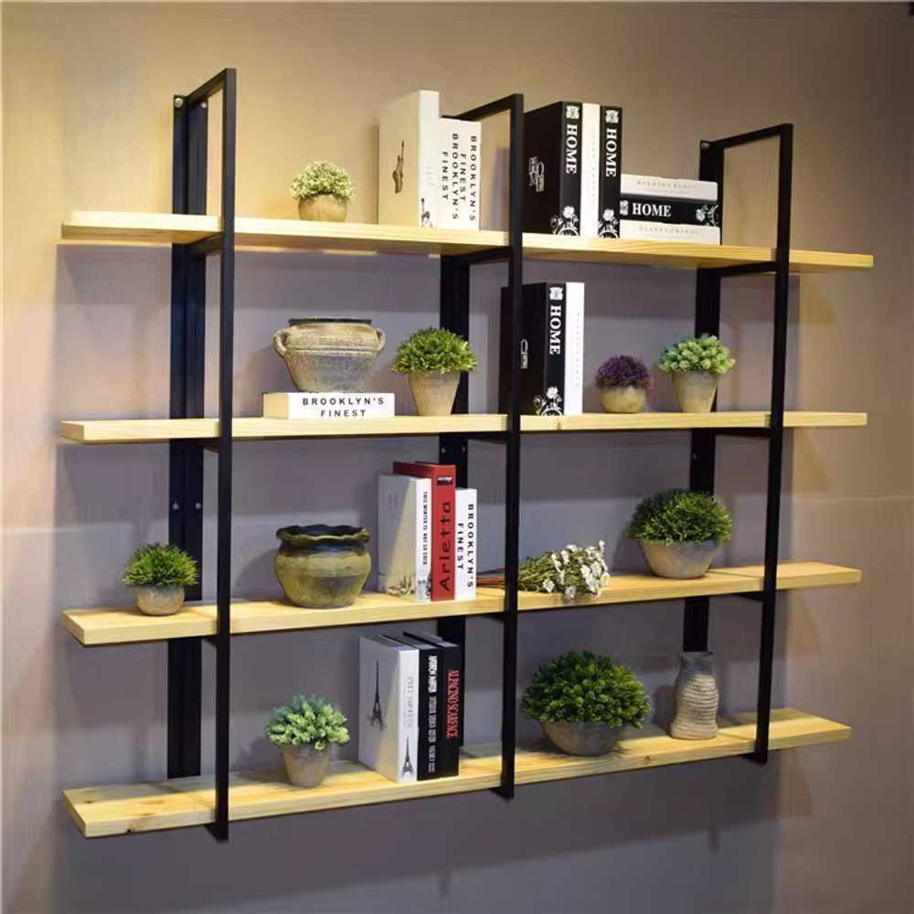 철제 나무 선반 로프트 레스토랑 북카페 장식품 수납장 80x25x60 - 상품 이미지